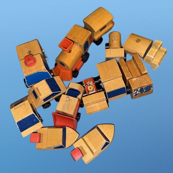 1972 Mattel Wooden Putt Putt Train Engine Cars Boats Construction Vehicles - Picture 14 of 14